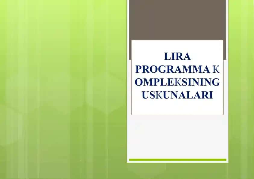 LIRA PROGRAMMAКOMPLEКSINING USКUNALARI