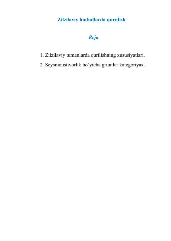 Zilzilaviy hududlarda qurulish