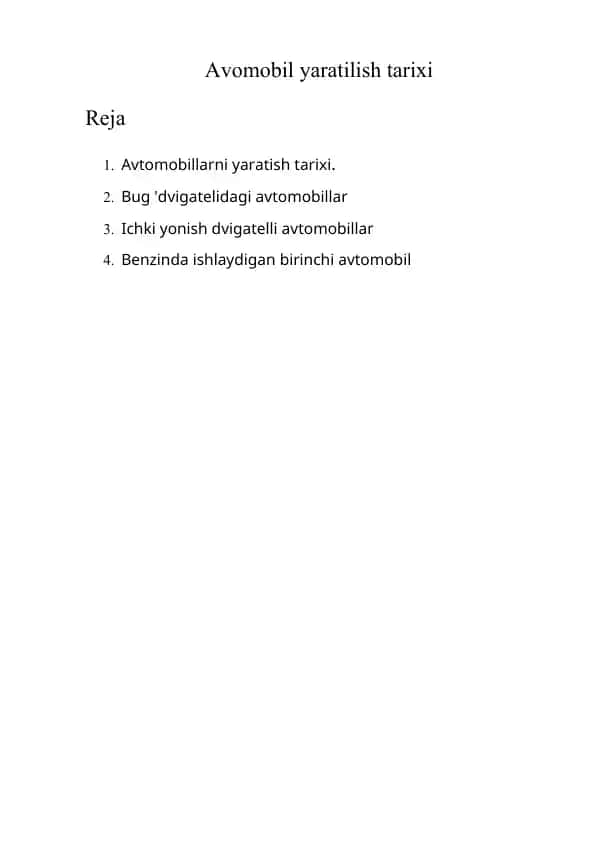 Avomobil yaratilish tarixi