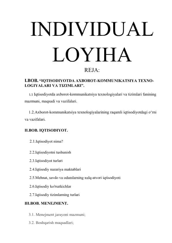 "Iqtisodiyotda Axborot-Kommunikatsiya Texnologiyalari va Tizimlari"