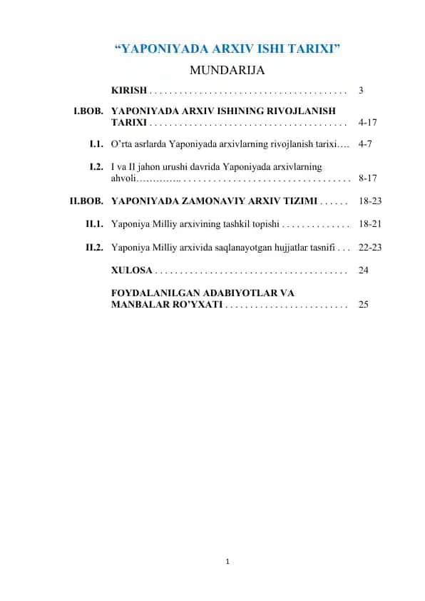 Yaponiyada arxiv ishi tarixi