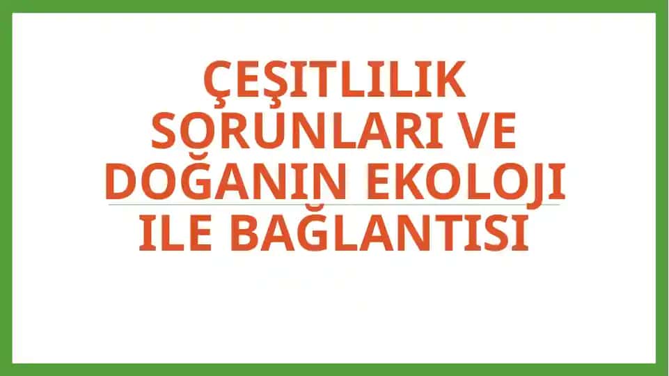 Çeşitlilik Sorunları ve Doğanın Ekoloji ile Bağlantısı
