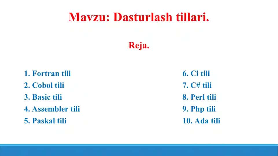 Dasturlash tillari. Taqdimot 13 bet.