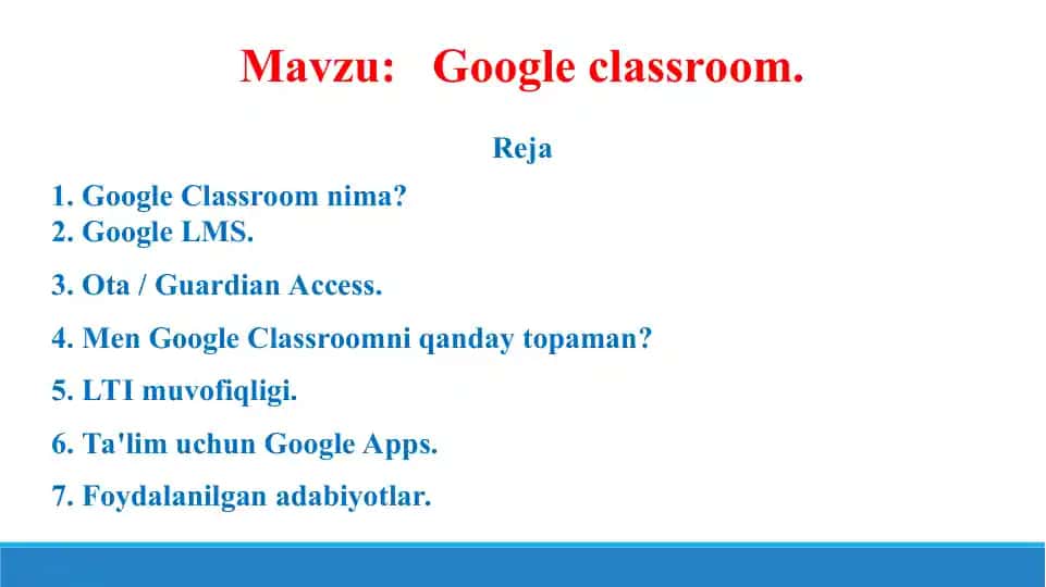 Google Classroom. Taqdimot 14 bet.