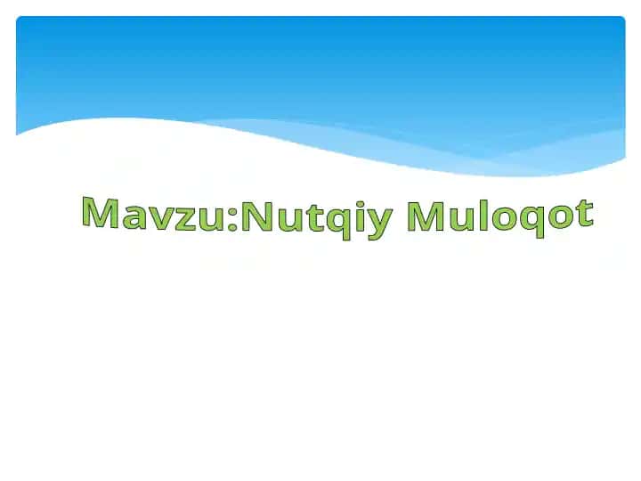 Nutqiy Muloqot