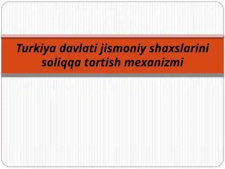 Turkiya davlati jismoniy shaxslarini soliqqa tortish mexanizmi