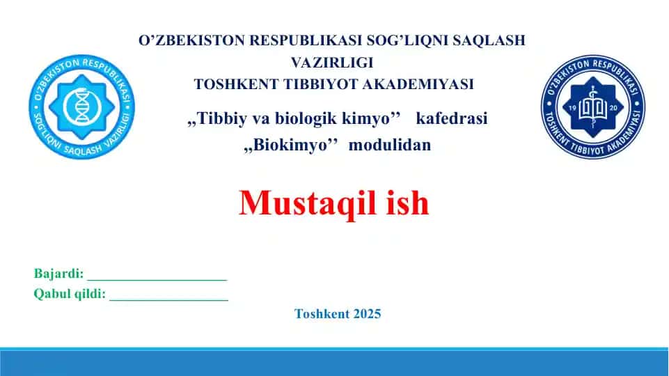 O'sma hujayralarining kimyoviy dori vositalariga multirezistentligi. Taqdimot 20 bet.