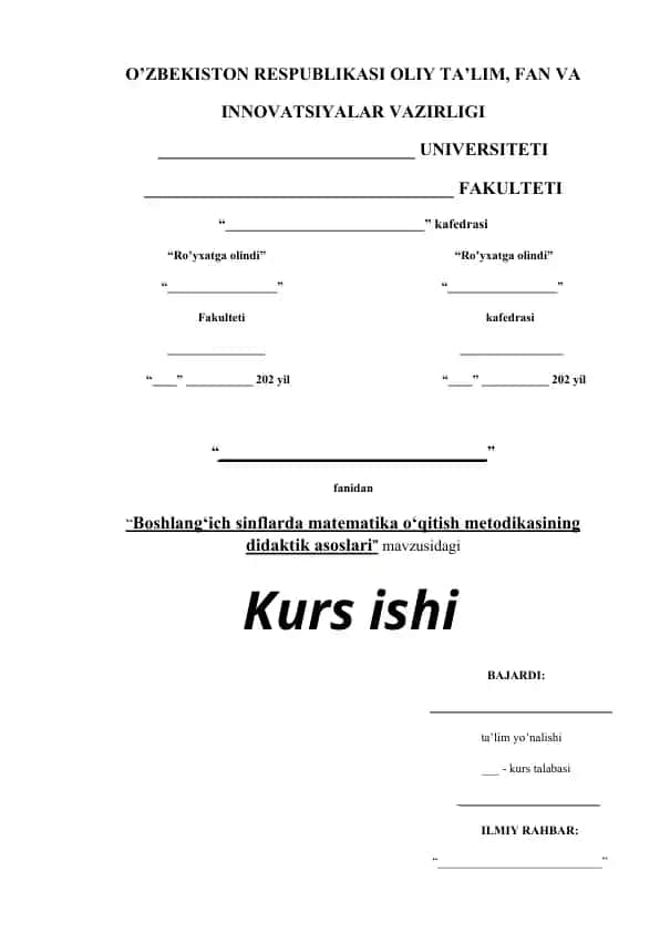 Boshlang'ich sinflarda matematika o'qitish metodikasining didaktik asoslari