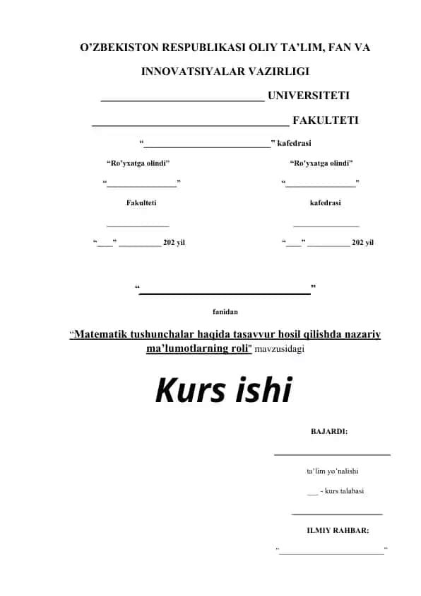 Matematik tushunchalar haqida tasavvur hosil qilishda nazariy ma’lumotlarning roli