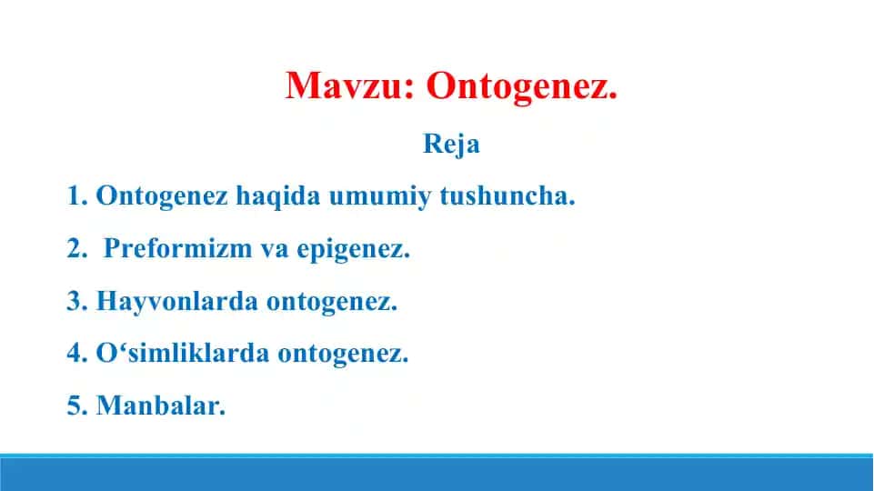 Ontogenez. Taqdimot 12 sahifa.
