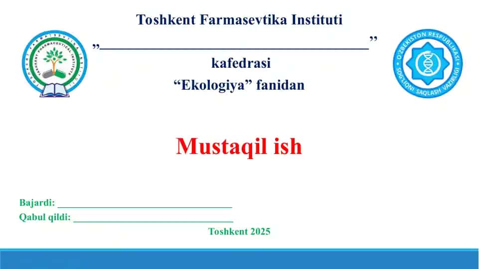 29. Atrof-muhit ifloslanishini nazorat qilish usullari (havo, suv, tuproq). Taqdimot 12 bet.