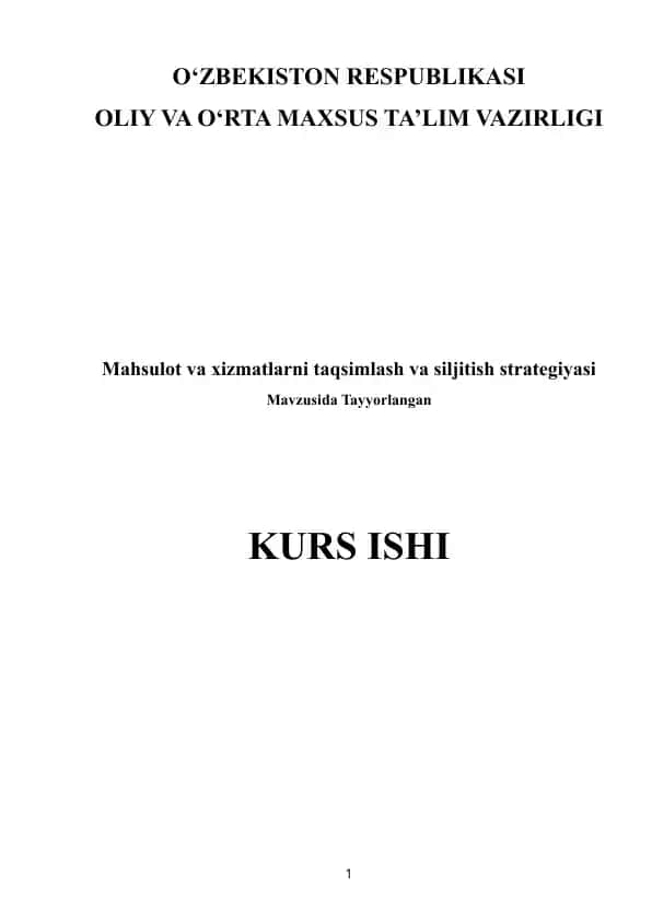 O‘ZBEKISTON RESPUBLIKASI OLIY VA O‘RTA MAXSUS TA’LIM VAZIRLIGI
