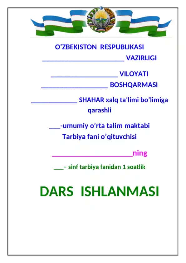 Tarbiya fanidan ochiq dars