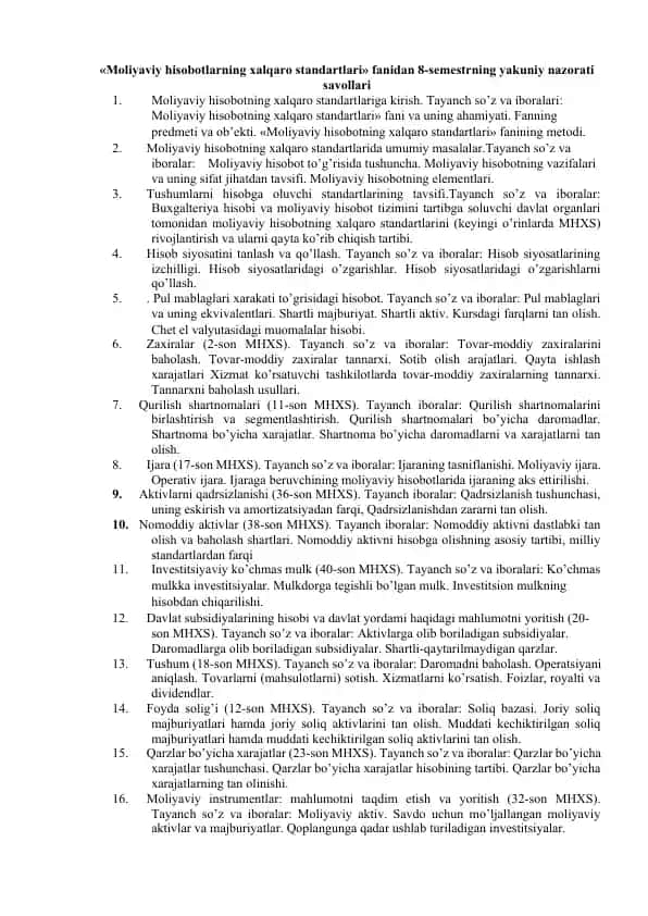 Moliyaviy Hisobotlarning Xalqaro Standartlari