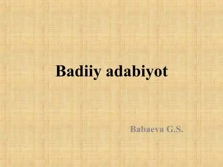 Badiiy adabiyot