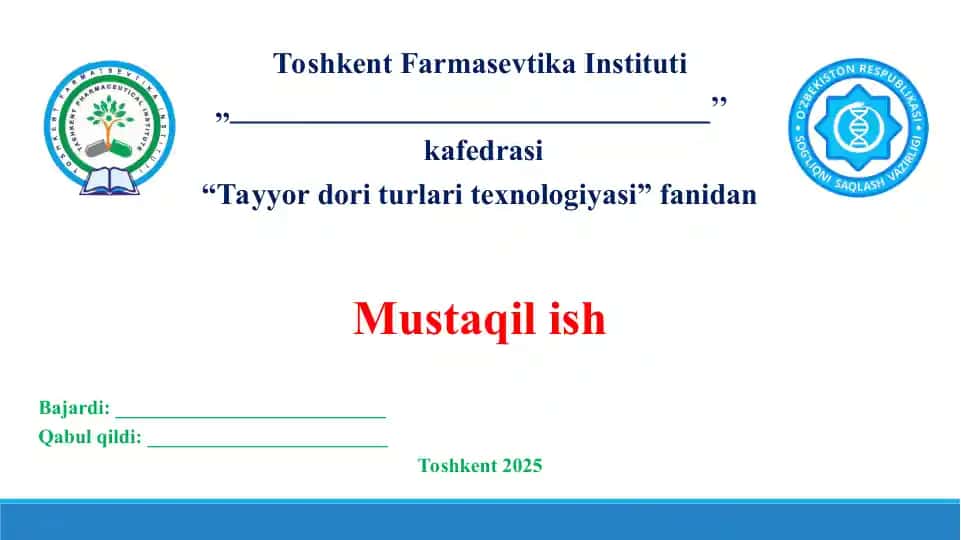 14. Farmatsevtik nomutanosiblik. Taqdimot 15 bet.