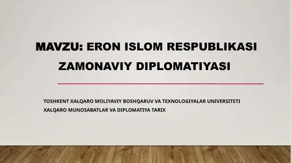 Eron Islom Respublikasi zamonaviy diplomatiyasi