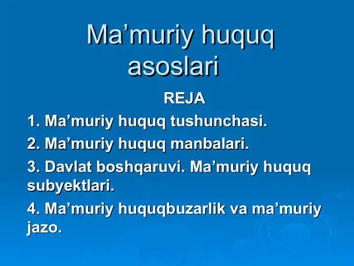 Ma’muriy huquq asoslari