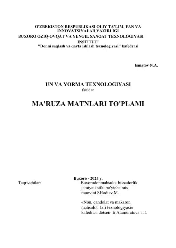 UN VA YORMA TEXNOLOGIYASI