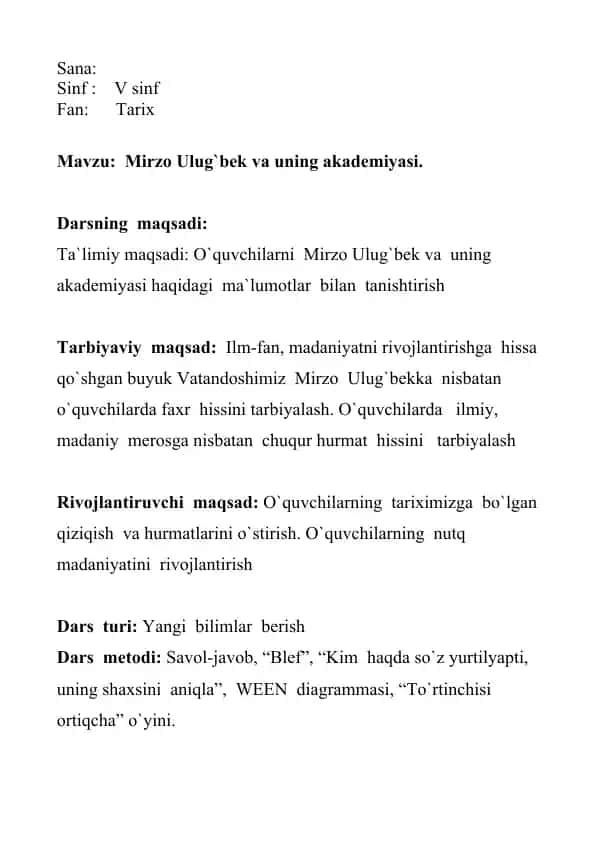 Mirzo Ulug`bek va uning akademiyasi.