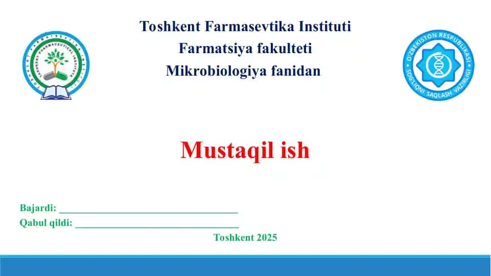Sterilizatsiya usullari. Aseptik va antiseptika. Sifatli taqdimot 11 bet.
