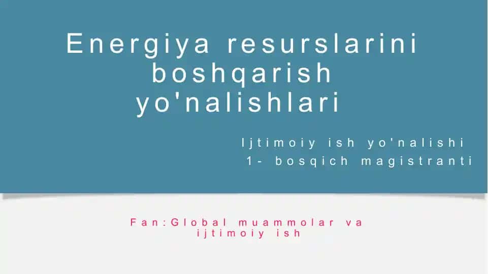 Energiya resurslarini boshqarish