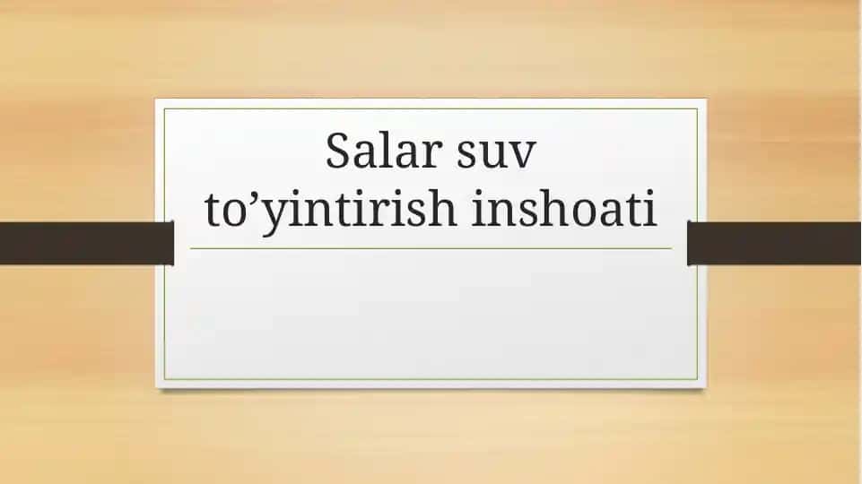 Salar suv to’yintirish inshoati