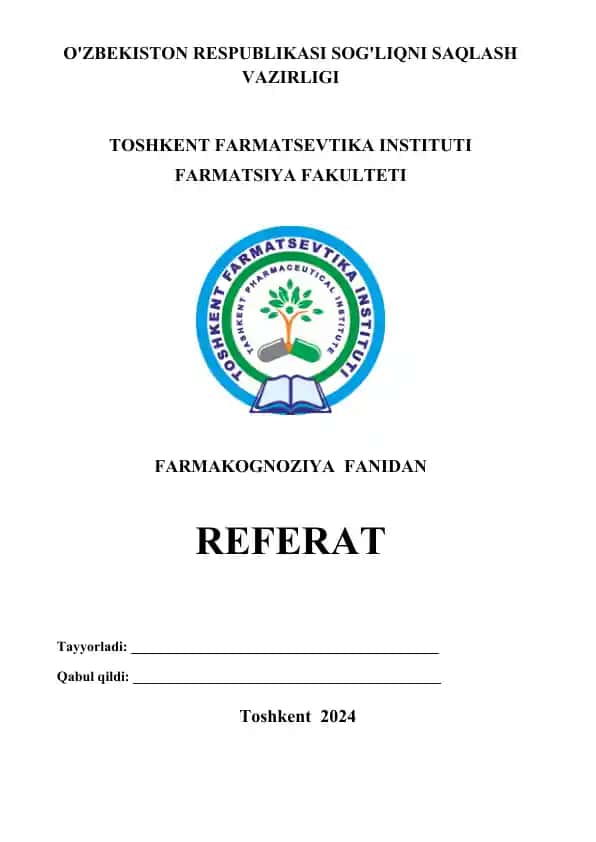 Iridoidlar (achchiq glikozidlar)ning zamonaviy tasnifi. Dorivor o`simlik mahsulotini achchiqlik ko`rsatkichini aniqlash usuli. Referat 9 bet.