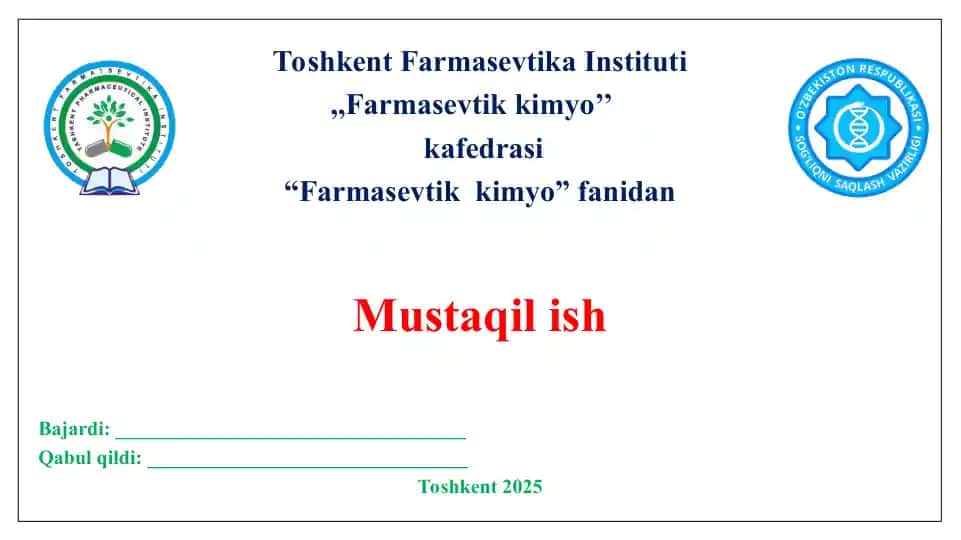 Xiral dori vositalari. Taqdimot, 38 bet.