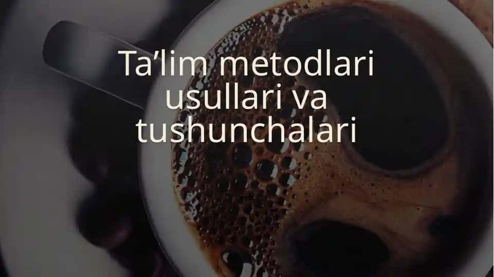 Ta’lim metodlari usullari va tushunchalari