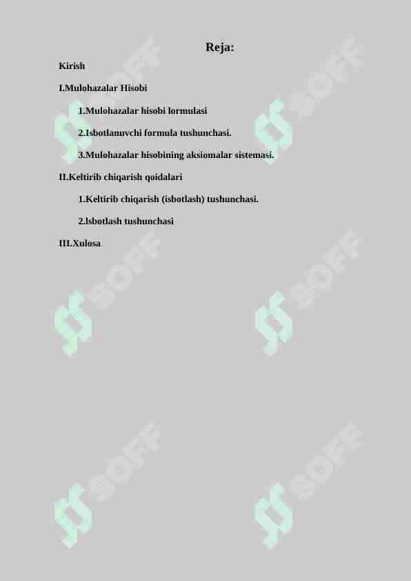 Mulohazalar hisobi