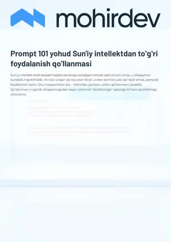 Sun'iy intellekt yozish qo'llanmasi | Mohirdev ishi