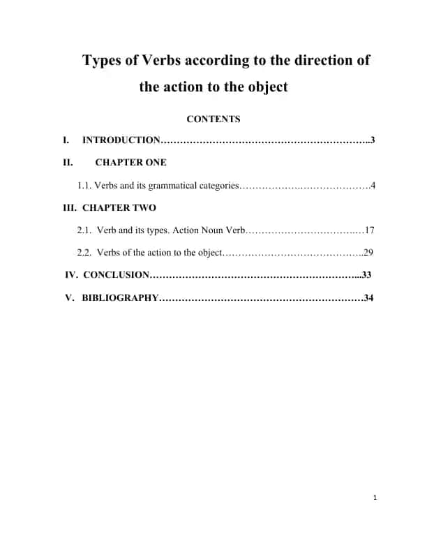 Types of Verbs according to the direction of the action to the object