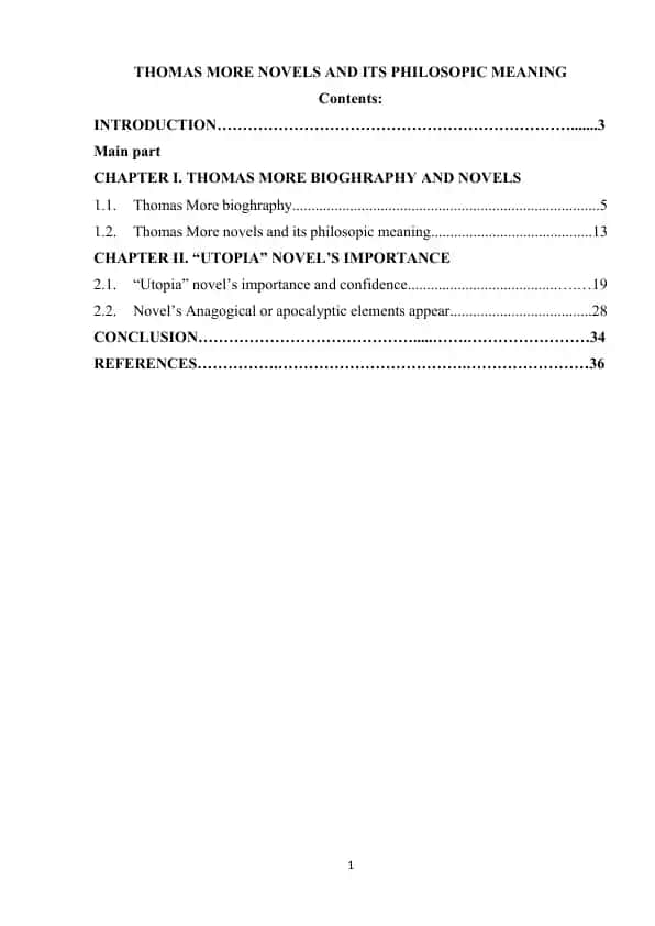 THOMAS MORE NOVELS AND ITS PHILOSOPIC MEANING