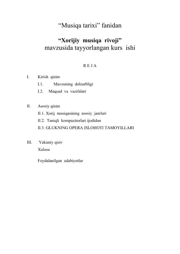Xorijiy musiqa rivoji