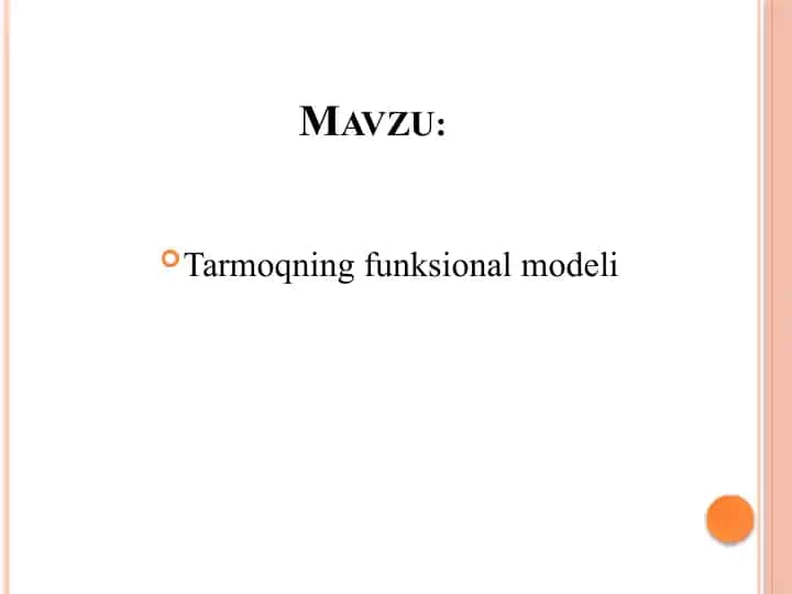 Tarmoqning funksional modeli