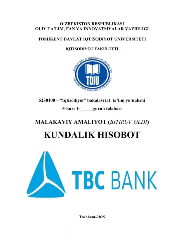 TBC Bank ATB amaliyot his tbs bank amaliyot hisobot tbs bank hisobot tbs bank amaliyot hisobot TBS BANK MALAKAVIY AMALIYOT (BITIRUV OLDI)