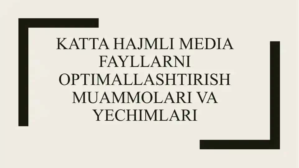 Katta hajmli media fayllarni optimallashtirish muammolari va yechimlari