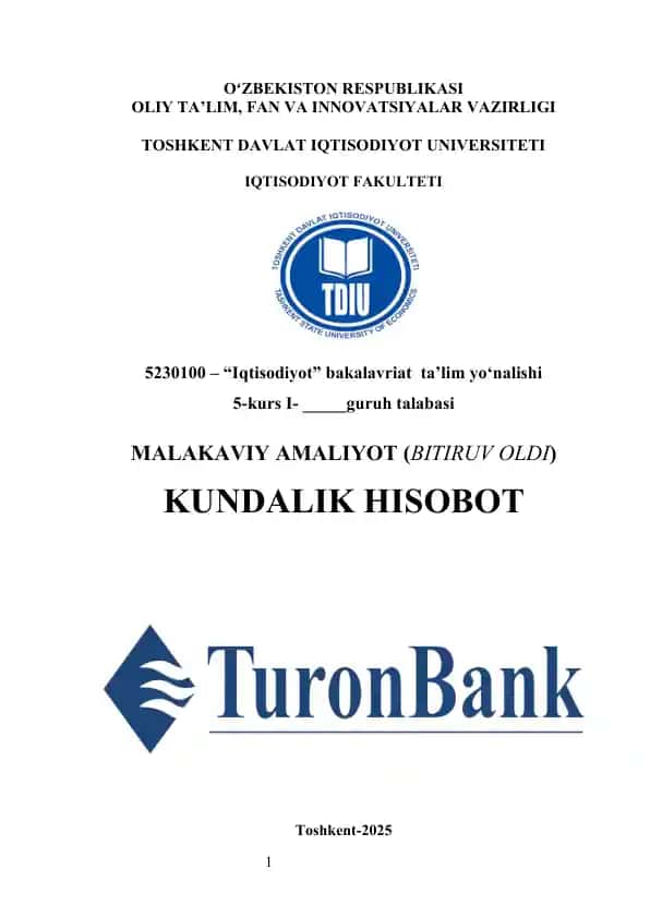 Turonbank ATB amaliyot hisobot turonbank amaliyot hisobot
