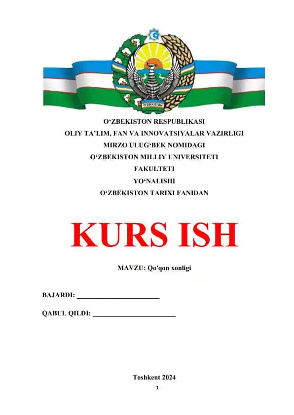 Qo'qon xonligi kurs ishi