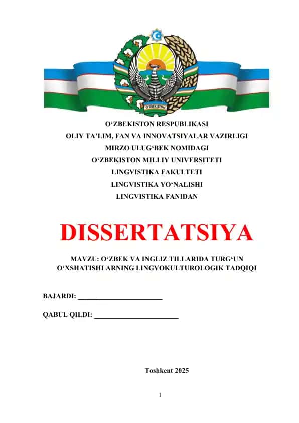 O‘ZBEK VA INGLIZ TILLARIDA TURG‘UN O‘XSHATISHLARNING LINGVOKULTUROLOGIK TADQIQI