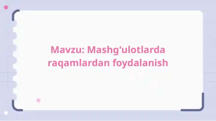 Mashg'ulotlarda raqamlardan foydalanish