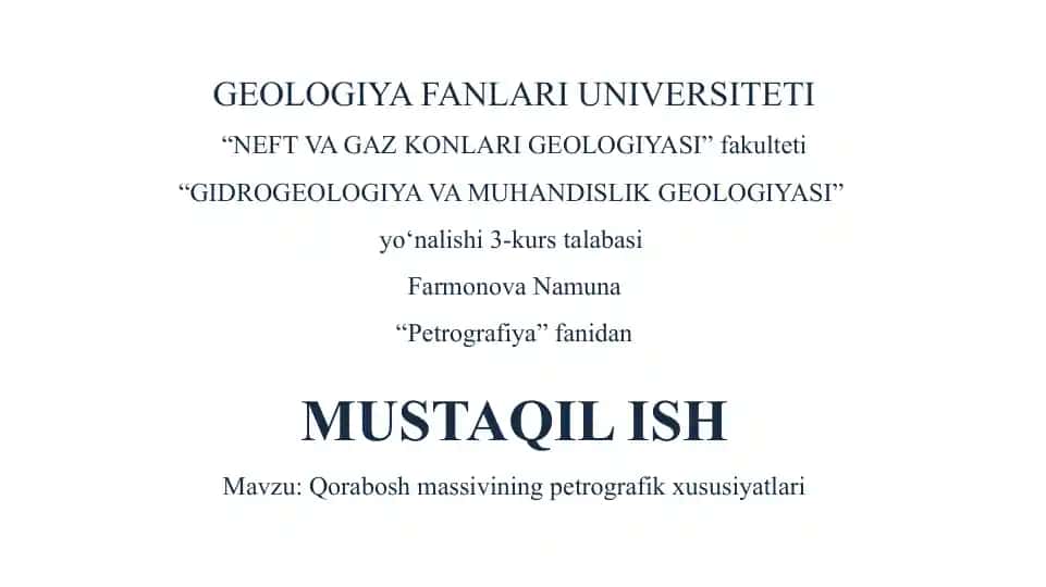 Qorabosh massivining petrografik xususiyatlari