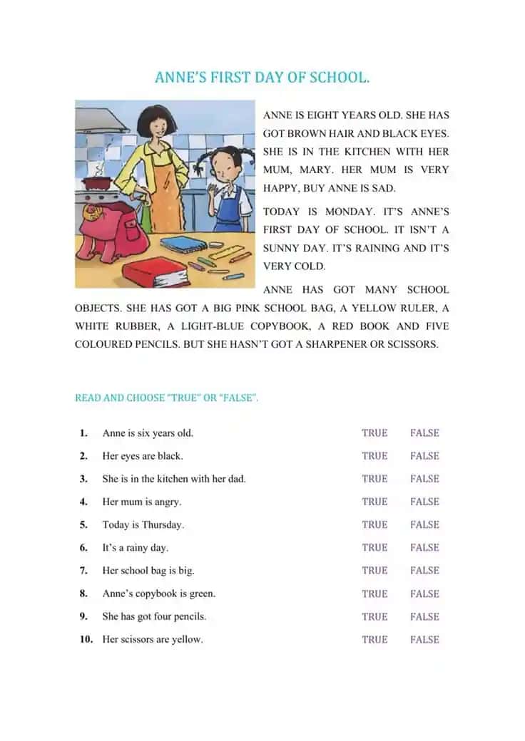 English easy readings with questions