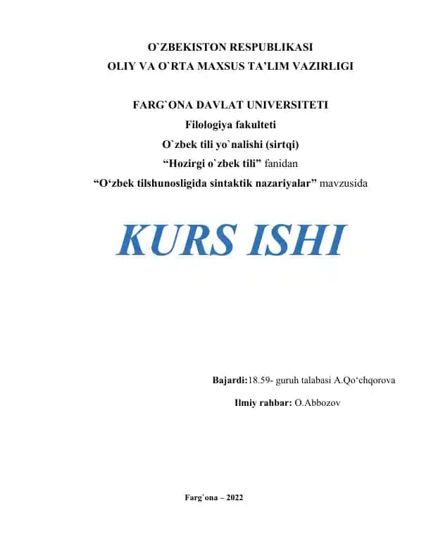 O‘zbek tilshunosligida sintaktik nazariyalar