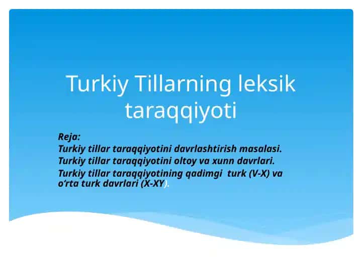 Turkiy Tillarning leksik taraqqiyoti
