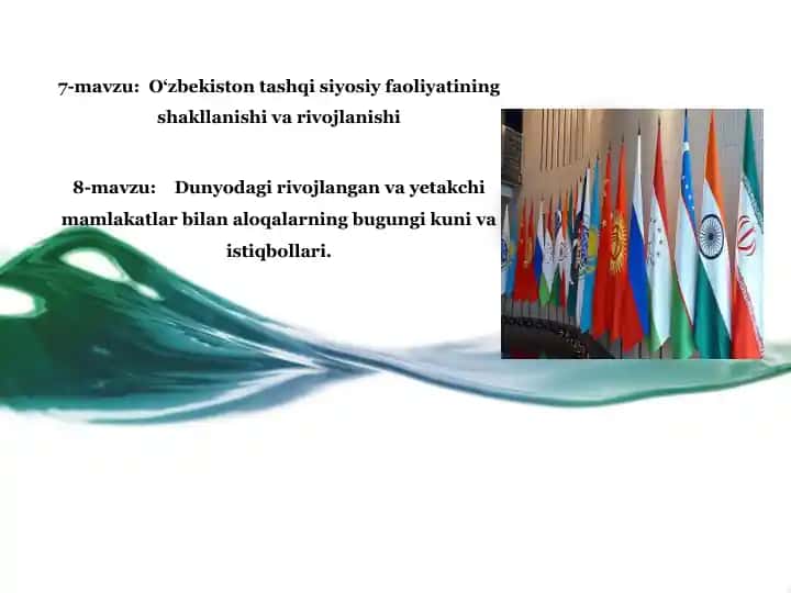 O‘zbekiston tashqi siyosiy faoliyatining shakllanishi va rivojlanishi
