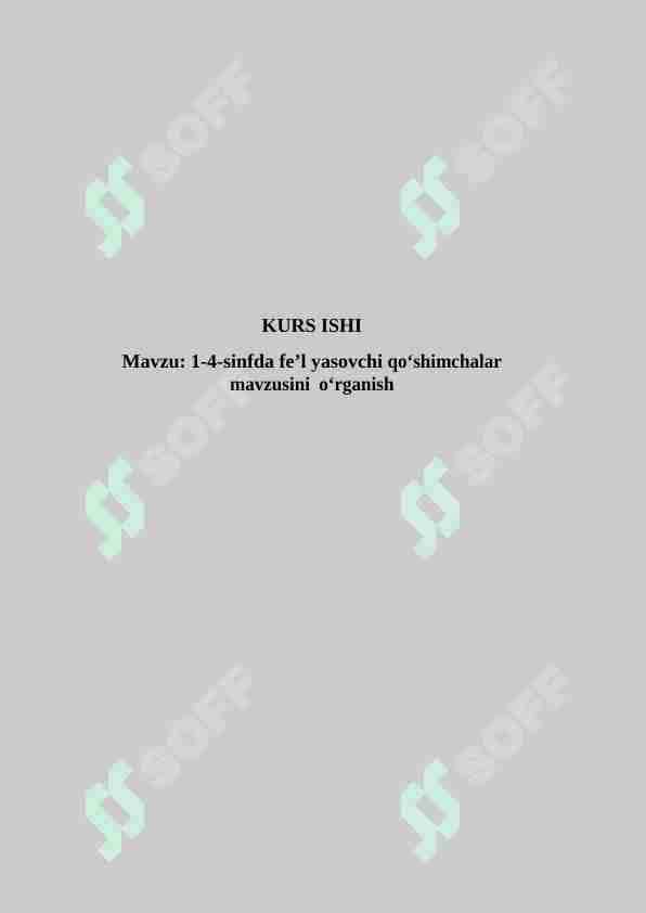 1-4-sinfda fe’l yasovchi qo'shimchalar mavzusini o'rganish