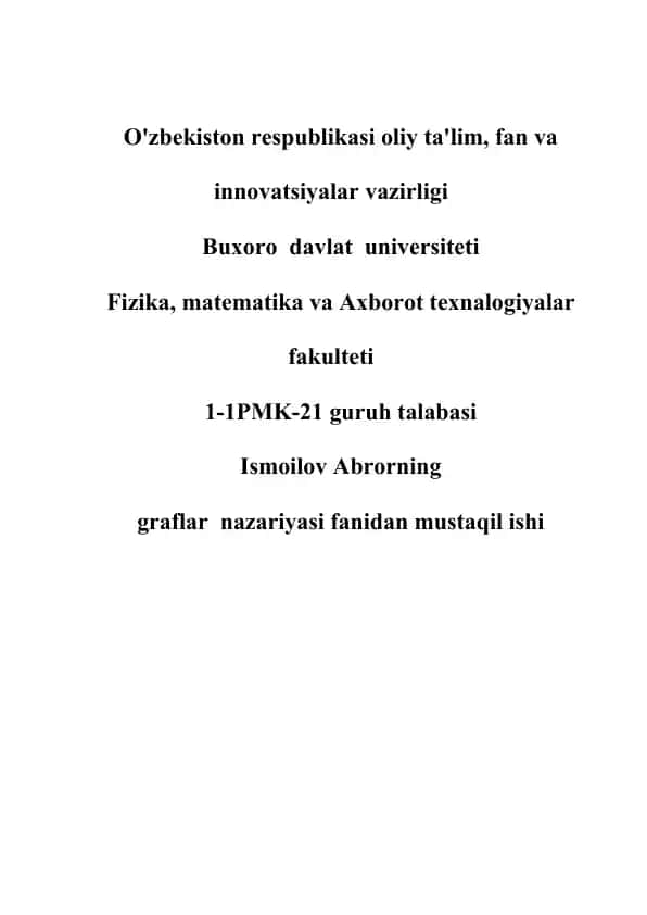 Graf uchlari darajasi. Graf qirralari soni