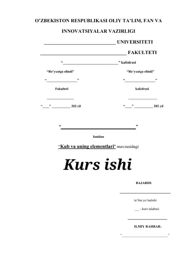 Kub va uning elementlari
